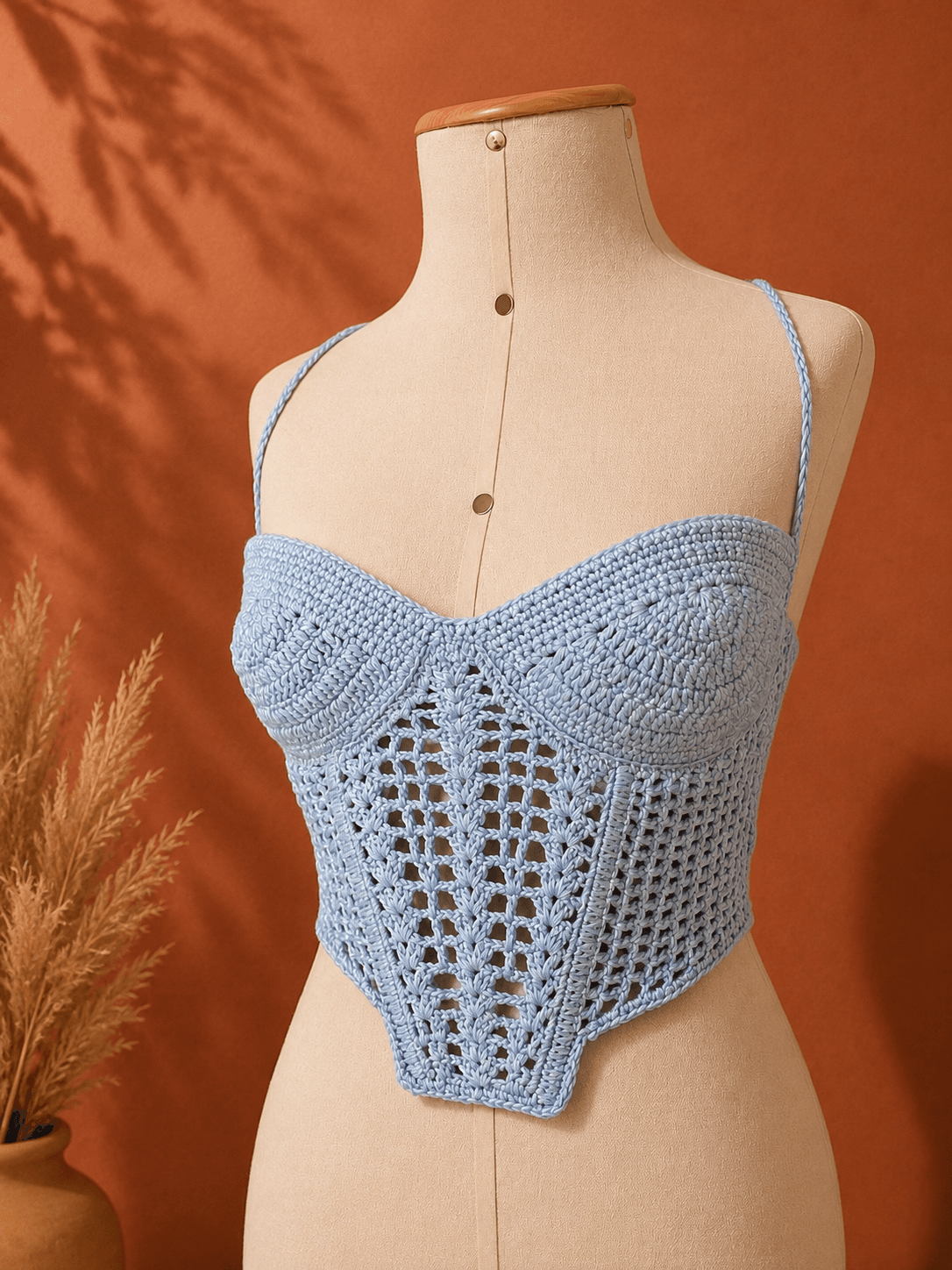 Frente Corset Luar em Crochê Artesanal | Coleção LUAR Petit Crochet